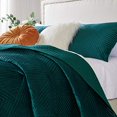 thumbnail image 3 of Barefoot Bungalow Ensemble de Courtepointe en Velours Riviera Surdimensionné, 3 Pcs Full/Queen, Turquoise, 3 of 5