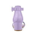 thumbnail image 2 of BLISSFUL STEP Women's Shoes Open Toe Block Heel Ankle Strap Sandals Purple 8, 2 of 7