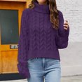 thumbnail image 2 of Hauts de Chandail pour Femmes Mode pour Femmes Manches Longues Col Rond Chandail Ample Hauts Blouse Chandail Tricoté Chandails pour Femmes pour l'Automne P-229 Violet m, 2 of 6