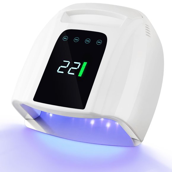 NailFace Lampe à Ongles Rechargeable UV LED, Séchoir à Ongles Sans Fil 96 W, Lumière de Polymérisation de Vernis Gel UV Sans Fil avec 42 Perles, Capteur Intelligent LCD, 4 Réglages de Minuterie