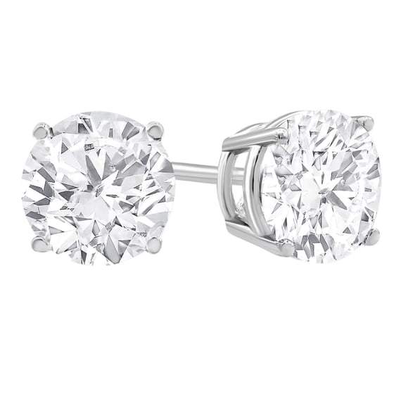 Paris Jewelry 14k White Gold 1/2 Carat Round Created White Diamond Stud Earrings