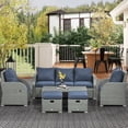 thumbnail image 2 of Outsunny Mobilier de Jardin avec Coussins, Bleu Foncé, 2 of 8