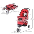 thumbnail image 3 of PawHut D00-041RD Poussette pour Animaux de Luxe Pliable à 3 Roues Transporteur pour Chien et Chat Marche Jogger Rouge, 3 of 9