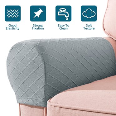 MesaSe 4 Pcs Housses d'Accoudoirs Extensibles Housses d'Accoudoirs de Canapé Antidérapantes avec Clous Housses d'Accoudoirs Lavables pour Sofa et Chaise Anti-Sc