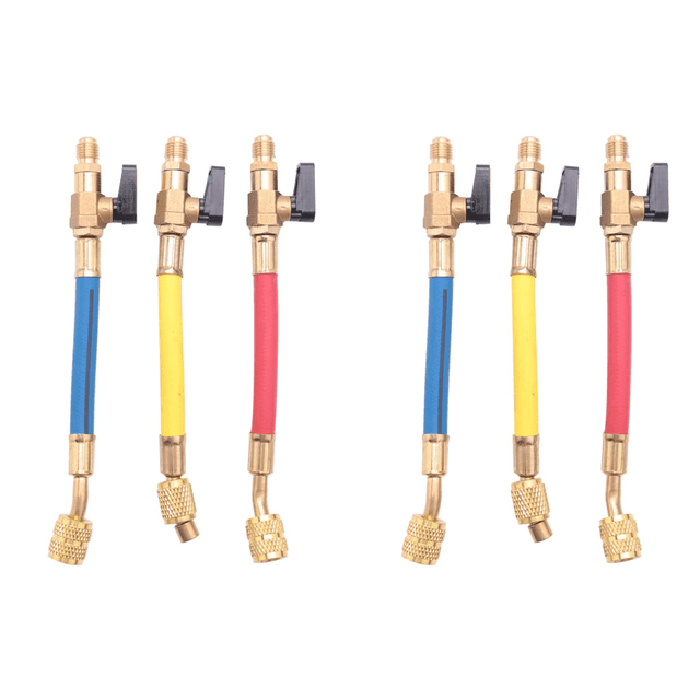 Ensemble de 6 Pcs R134A R410A R22 R12 Jauge de Collecteur 800 Psi Tuyau de Chargement Réfrigération A/C avec Valve à Bille