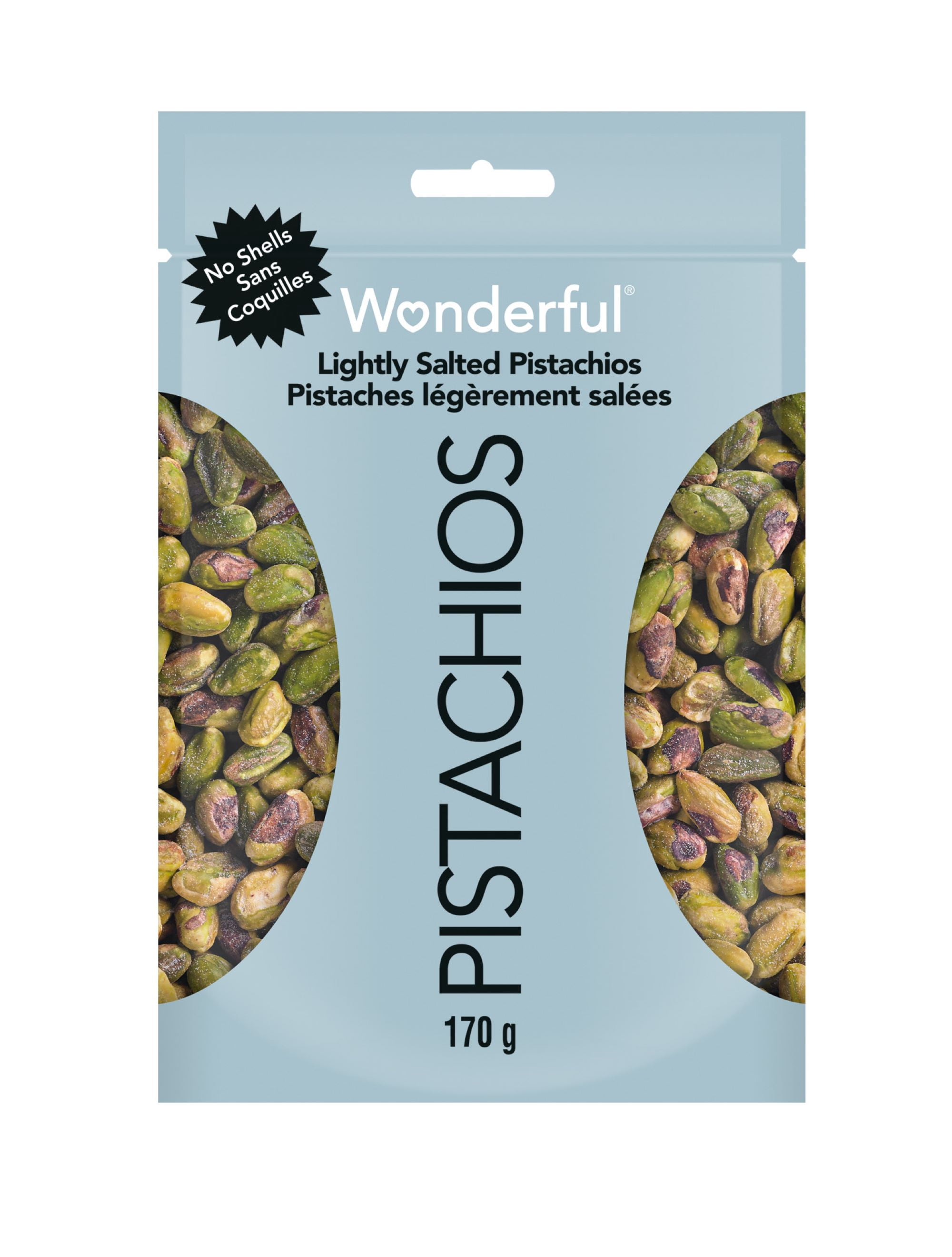 Wonderful Pistachios No Shells Lightly Salted Nuts, 170g Resealable Bag
