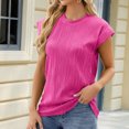 thumbnail image 1 of Penkiiy T-Shirts à Col Rond Décontractés Amples à Manches Courtes pour Femmes, Couleur Unie, Hauts d'Été Basiques 2TG Rose, 1 of 4