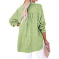 thumbnail image 3 of Womens Casual Button V Neck Long Sleeve Shirts Oversized Solid Blouses Tops Light Green XXXL, 3 of 7
