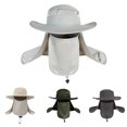 thumbnail image 1 of Outdoor Sun Protection Neck Face Cover Flap Cap Wide Brim Hiking Fishing Hat, 1 of 8