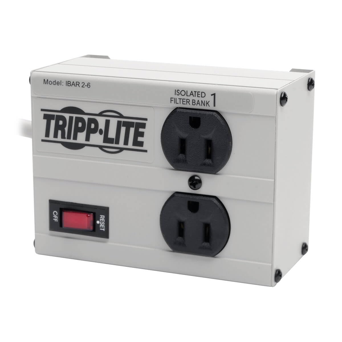 Tripp Lite ISOBAR2-6 Isobar 2 Outlet Heavy Duty Power Strip Surge Protector, 1410 Joules, 6ft Cord, Flat Plug, Metal Power Strip, Industrial Garage W