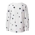 thumbnail image 4 of LUXUR Tee-Shirt Femme Col Rond T-shirt Manches Longues T-shirt Chandail en Molleton Pull Imprimé Étoiles Blanc TTG, 4 of 6