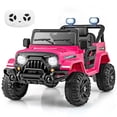 thumbnail image 1 of Gymax 12V Kids Ride on Truck Car w/Remote Control Threaded Wheels 3 Speeds LED Lights Pink, 1 of 8