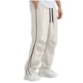 thumbnail image 2 of Weiqiqre Mens Cargo Pants Colorblock Drawstring Waisted Waisted Wide Leg Loose Track Pants, 2 of 6