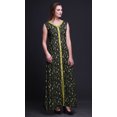 thumbnail image 3 of Bimba Leaves Printed Front Slit Sleeveless Summer Spring Long Women BeachDress-Small, 3 of 5