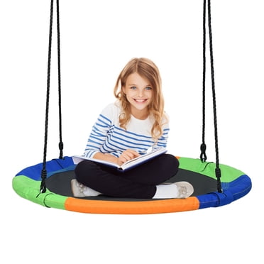 Patiojoy 40" Flying Saucer Tree Swing Set Outdoor Round Swing w/Adjustable Hanging Ropes for Children Tree Park Backyard