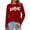Red, variant on HUITKMM Cotton T Shirts for Women Women's Casual Printed Round Neck Long Sleeve T Shirt