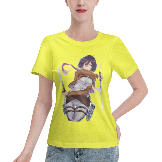 Women's Basic Short Sleeve T-Shirt Attacking Giant Mikasa Ackerman
