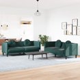 thumbnail image 1 of vidaXL 2 Piece Sofa Set with Pillows Dark Green Velvet, 1 of 5