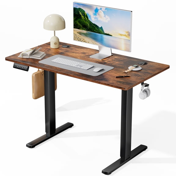 EDX Electric Adjustable Height Sit Standing Desk, 40 x 24 inch Splice Board for Home Office, Brown