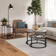 thumbnail image 3 of Ameriwood Home Camdale 4-Piece Nesting Coffee and End Table Bundle, Gray Oak w/ Black Meta, 3 of 9