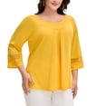 thumbnail image 2 of GRACE & GRANDEUR Hauts Décontractés Unis à Manches Raglan pour Femmes Grande Taille Jaune 1X, 2 of 7