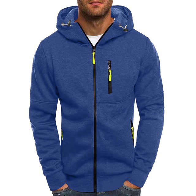 MesaSe Mens Hooded Sweater Coat With Solid Color Zipper Pocket In Autumn And Winter