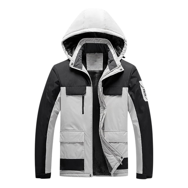 Windproof Jacket men Casual Patchwork Thicken Multi Pocket Hooded Zipper Windproof Waterproof Breathable Jacket Coats