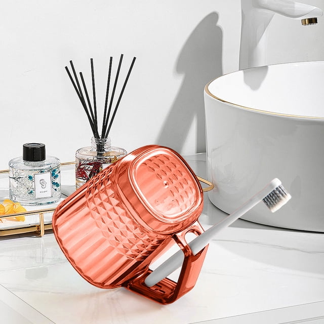 ABPWLY High Grade Transparent Imitation Crystal Toothbrush Cup with Holder for Bathroom Counter Hotel Style Modern Design