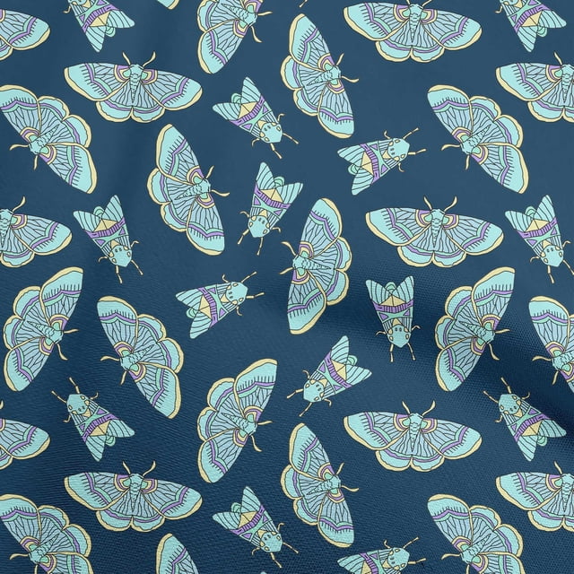 oneOone Velvet Navy Blue Fabric Craft Projects Decor Fabric Printed By The Yard 58 Inch Wide-BM