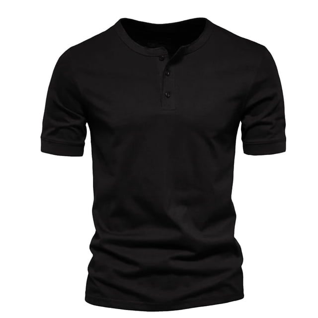 AherBiu Mens T Shirts Crewneck T-Shirts Button Casual Tee Shirts Summer Solid Basic Soft Tshirts Tops