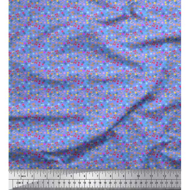 Soimoi Velvet Fabric Leaves & Floral Artistic Decor Fabric Printed Yard 58 Inch Wide