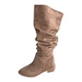 thumbnail image 2 of EGNMCR Knee High Boots Women's Fall Winter Flock Solid Color Long Boots Middle Heels Boots Pointed-Toe Knee High Boot, 2 of 5