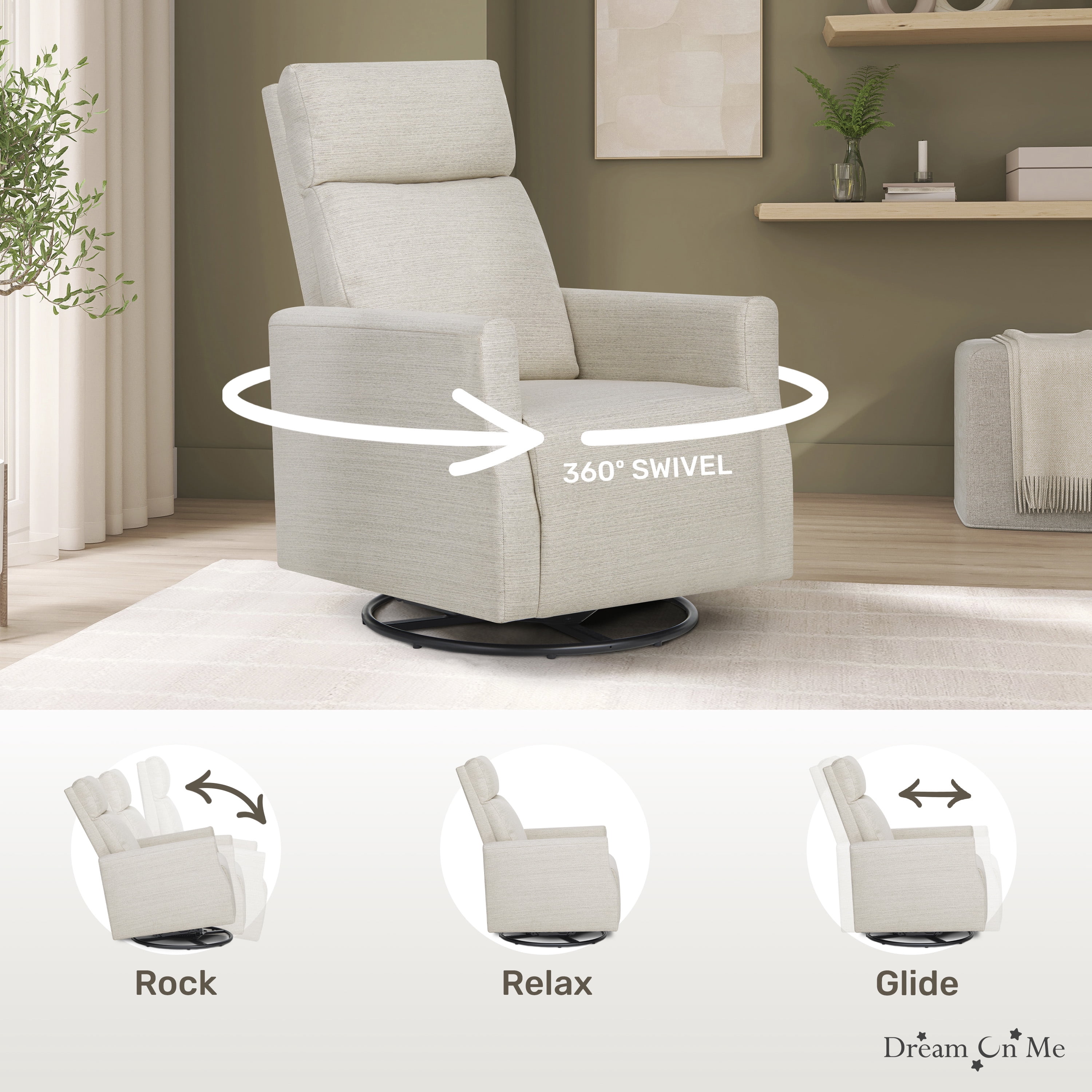 Dream On Me Oliver Swivel Glider