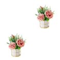 thumbnail image 2 of mmirethe Fake Peony Silk Hydrangea Flower Realistic Appearance Artificial Flowers With Vase Simulation Flower Set Low Maintenance rose powder 2Set, 2 of 6