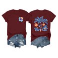 thumbnail image 5 of Pisexur Hauts pour Femmes Décontractés en Lin Col Rond Grande Taille Imprimé Manches Courtes T-shirt Blouse, Hauts d'Été pour Femmes Vert Armée, TG, 5 of 5