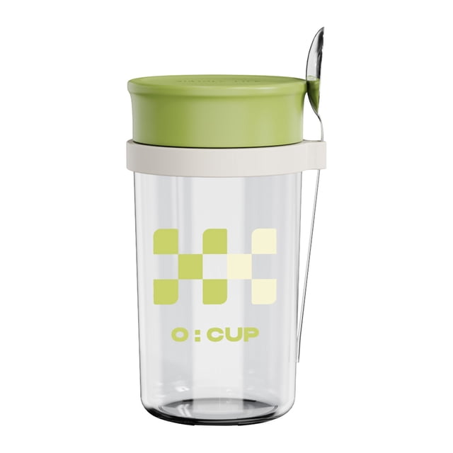 EGNMCR Cups Portable Graduated Breakfast Glass Jar And Coffee Cup With Lid Spoon Graduated breakfast cup