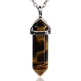 thumbnail image 1 of Golden Tiger Eye Gemstone Hexagonal Pointed Reiki Chakra Pendant Necklace 20", 1 of 3