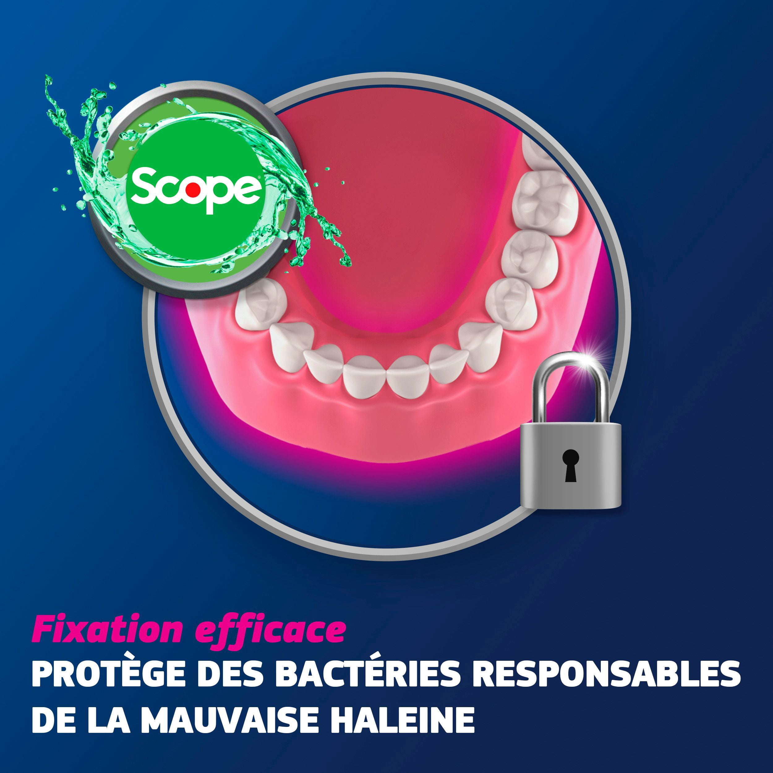 Adhésif pour prothèses Plus à saveur de Scope, 57 g