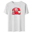 thumbnail image 3 of Blouses à Manches Courtes pour Femmes Mode Femme Col Rond Uni T-Shirt à Manches Courtes Imprimé Blouse Ample Hauts à Manches Courtes pour Femmes, 3 of 4