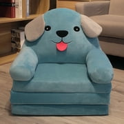 WIFKLSIIPG Plush Foldable Kids Sofa Backrest Armchair 2 in 1 Foldable Children Sofa Cute Cartoon Lazy Sofa Children Flip Open Sofa Bed for Living Room Bedroom Liner Filler(Blue)