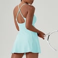 thumbnail image 4 of hotojiny Robes 2 en 1 pour Femmes à Bretelles Spaghetti Extensibles Robe de Tennis d'Entraînement avec Shorts Unie Fluide Évasée Mini Robes Actives, 4 of 7
