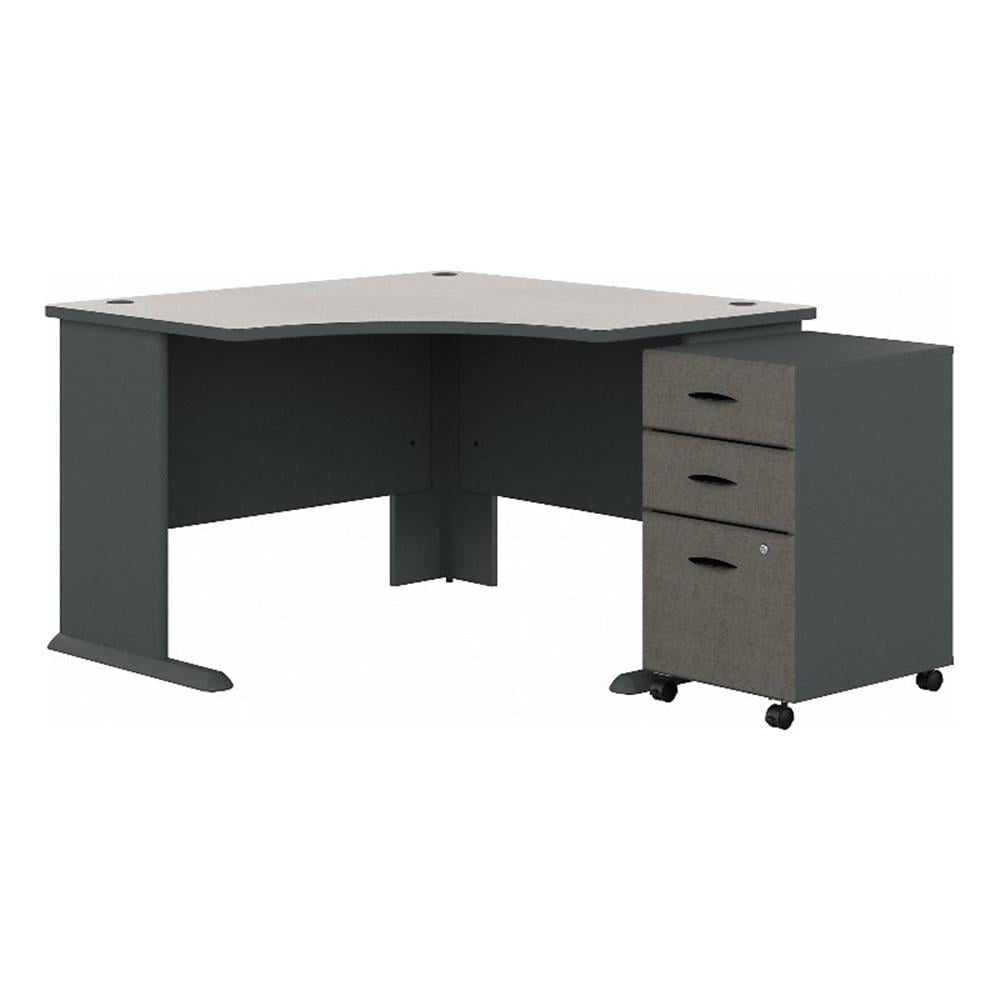 Series A 48" Corner Desk and File Cabinet in Slate/White - Engineered Wood