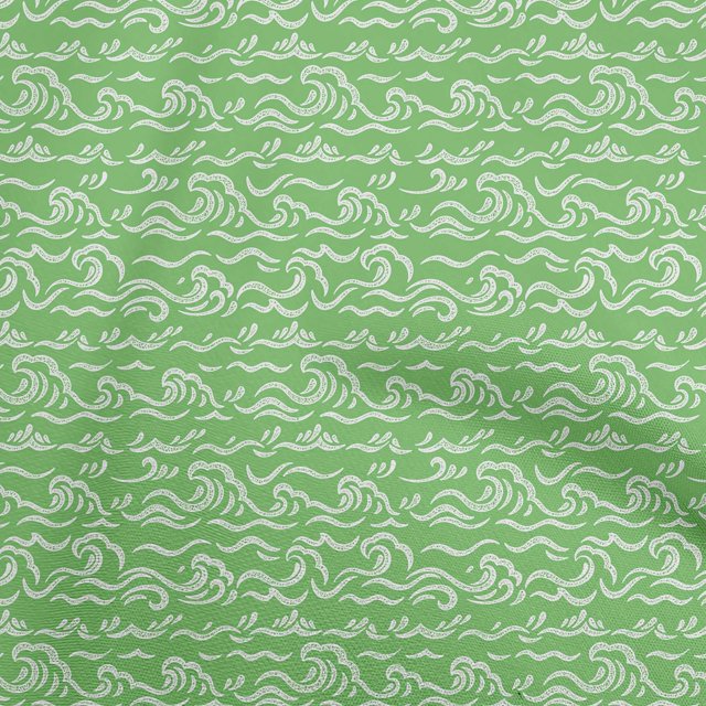oneOone Polyester Spandex Green Fabric Asian Japanese Wave Craft Projects Decor Fabric Printed By The Yard 56 Inch Wide