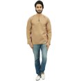 thumbnail image 2 of Atasi Kurta Court Brun pour Homme, Col Rond Goutte d'Eau, Tunique en Coton - Moyen, 2 of 6