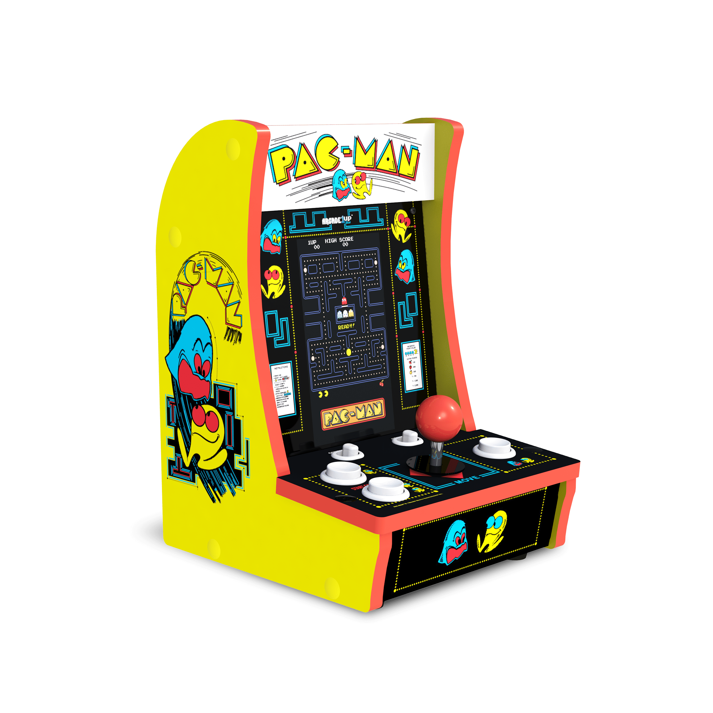 Arcade1Up PAC-MAN Countercade – 3 Classic Games, Retro Game Console for Home, Portable Console with 7-inch Screen, Table-top Video Game for Game Room