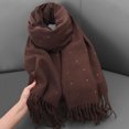 thumbnail image 1 of RXIRUCGD Women's Fashionable Solid Color Tassels Soft Skin Friendly Scarf( Coffee ), 1 of 3