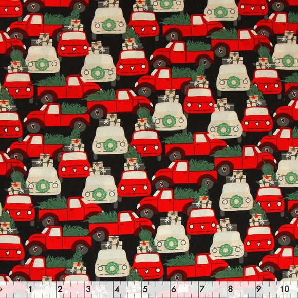 FABRIC CREATIONS Black Christmas Life Cotton Fabric by the Metre