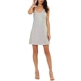 thumbnail image 2 of INSPIRE CHIC Robe pour Femme Paillettes Scintillantes Col en V Bretelles Ajustables Robe de Bal Courte Argent-Blanc Rose P, 2 of 7