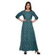 thumbnail image 1 of Moomaya Robe Longue à Col Rond à Manches 3/4 pour Femmes Grande Taille Vêtements d'Été, 1 of 3