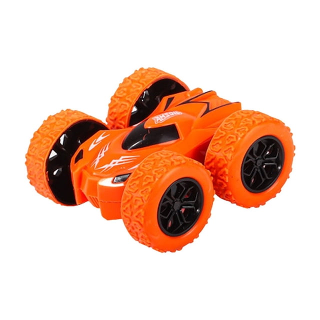 Dual-Sided Inertia Car - Flip-and-Roll Action for Thrilling Play, Rugged Plastic Construction, Portable Size for Travel or Home Fun